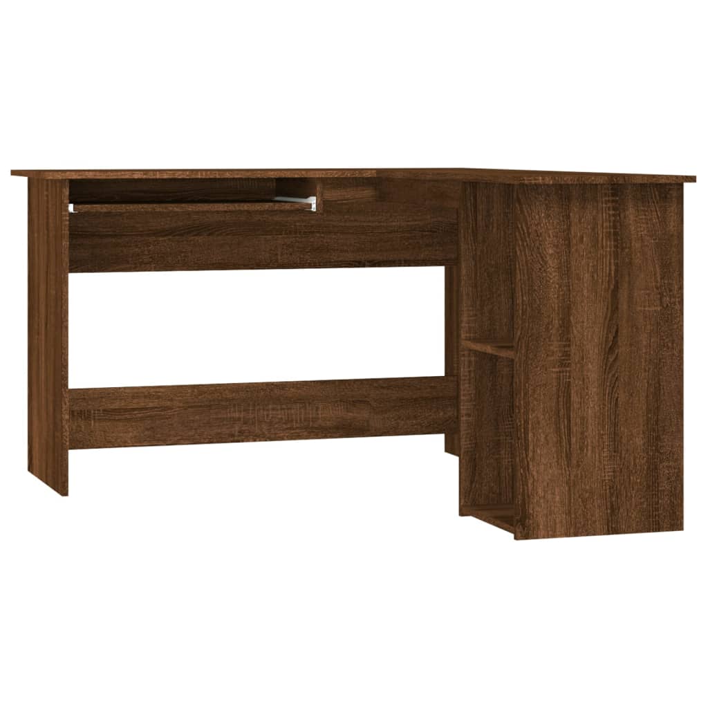 Bureau d'angle aspect chêne marron 120x140x75 cm matériau bois