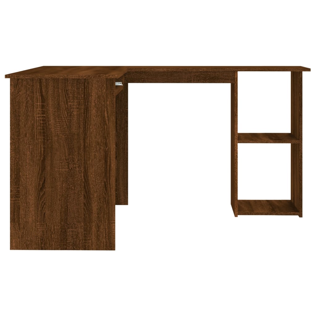 Bureau d'angle aspect chêne marron 120x140x75 cm matériau bois