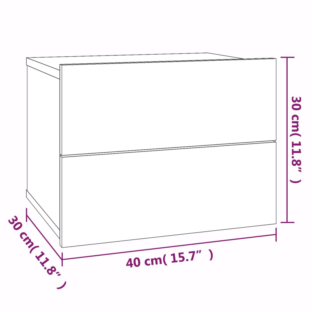 Nachttisch Grau Sonoma 40x30x30 cm Holzwerkstoff