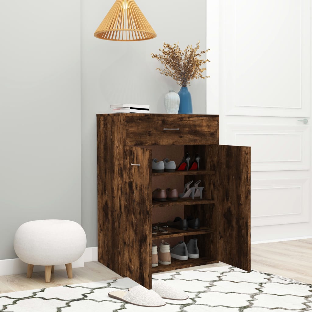Shoe Cabinet Smoked Oak 60x35x84 cm Wood Material