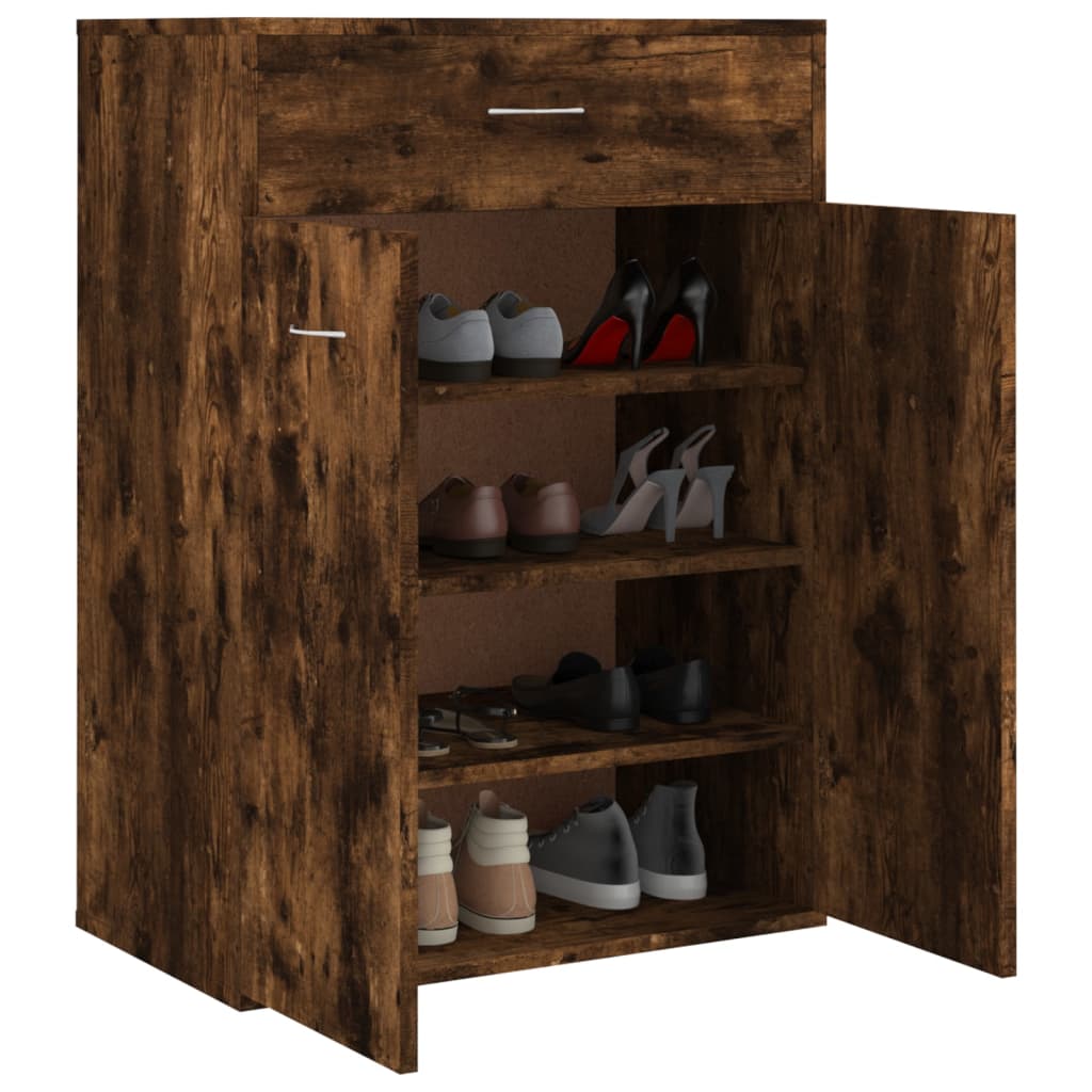 Shoe Cabinet Smoked Oak 60x35x84 cm Wood Material