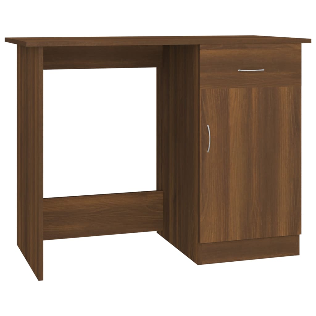 Bureau aspect chêne marron 100x50x76 cm matériau bois