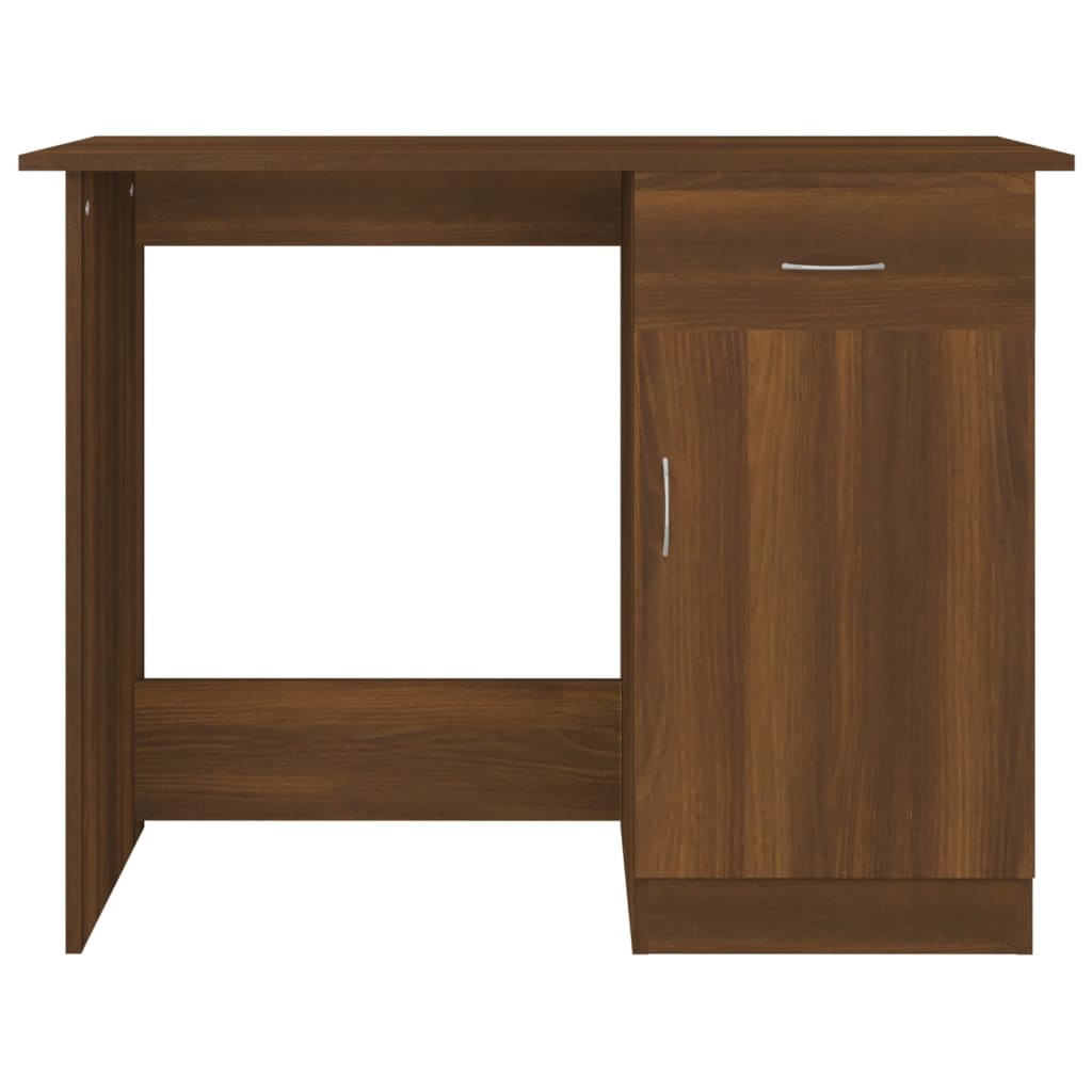 Bureau aspect chêne marron 100x50x76 cm matériau bois