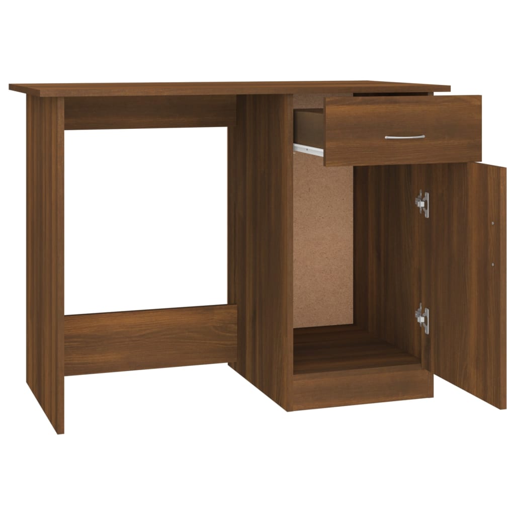 Bureau aspect chêne marron 100x50x76 cm matériau bois