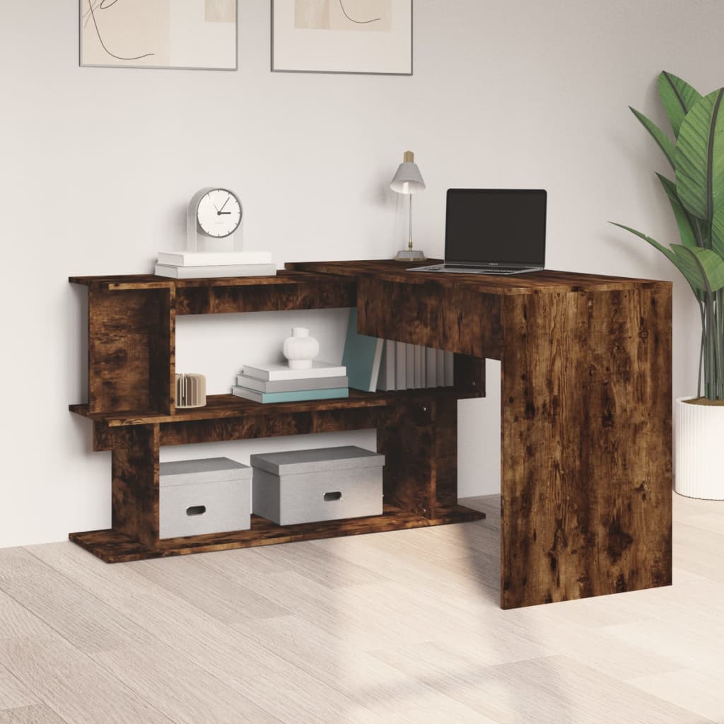 Bureau d'angle chêne fumé 200x50x76 cm matière bois