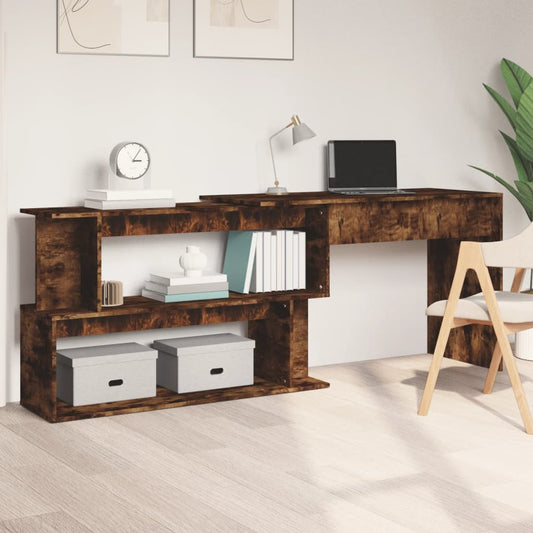 Bureau d'angle chêne fumé 200x50x76 cm matière bois