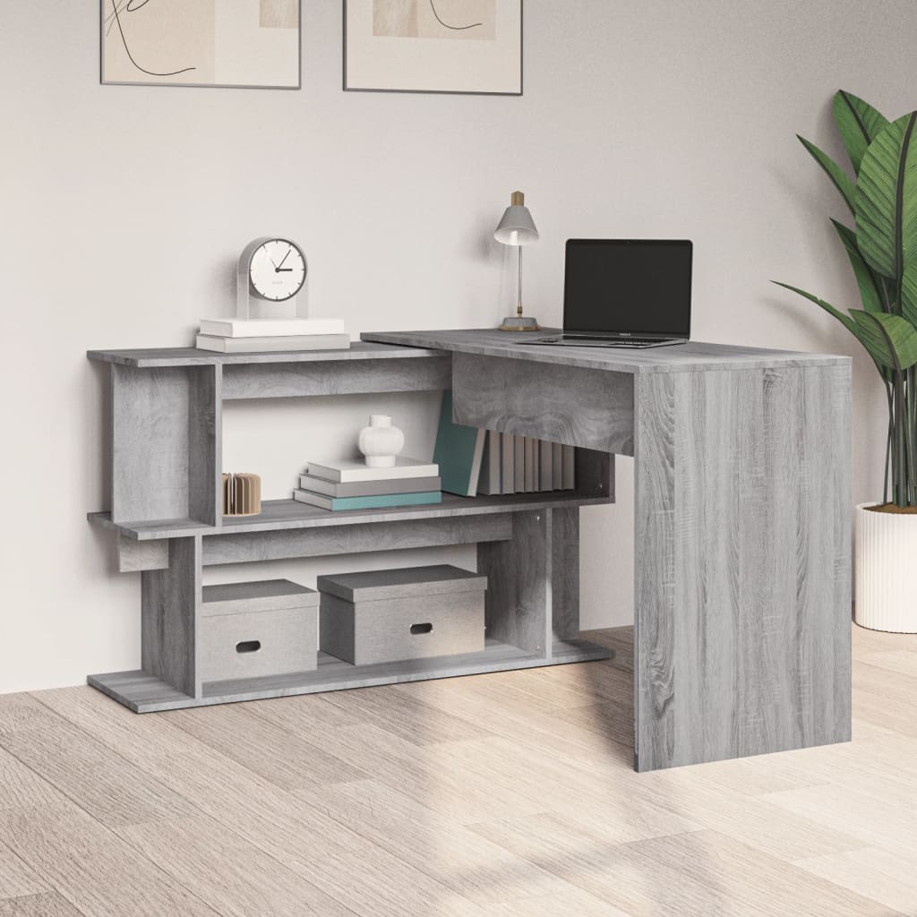 Bureau d'angle gris Sonoma 200x50x76 cm en bois