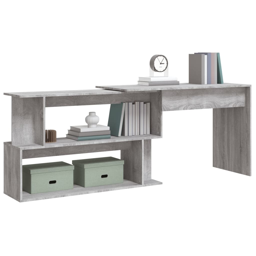 Bureau d'angle gris Sonoma 200x50x76 cm en bois