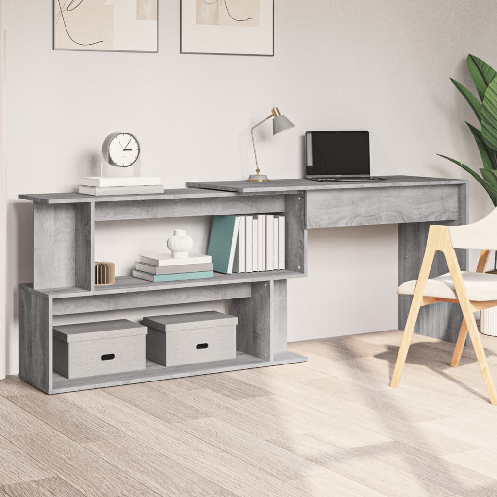 Bureau d'angle gris Sonoma 200x50x76 cm en bois