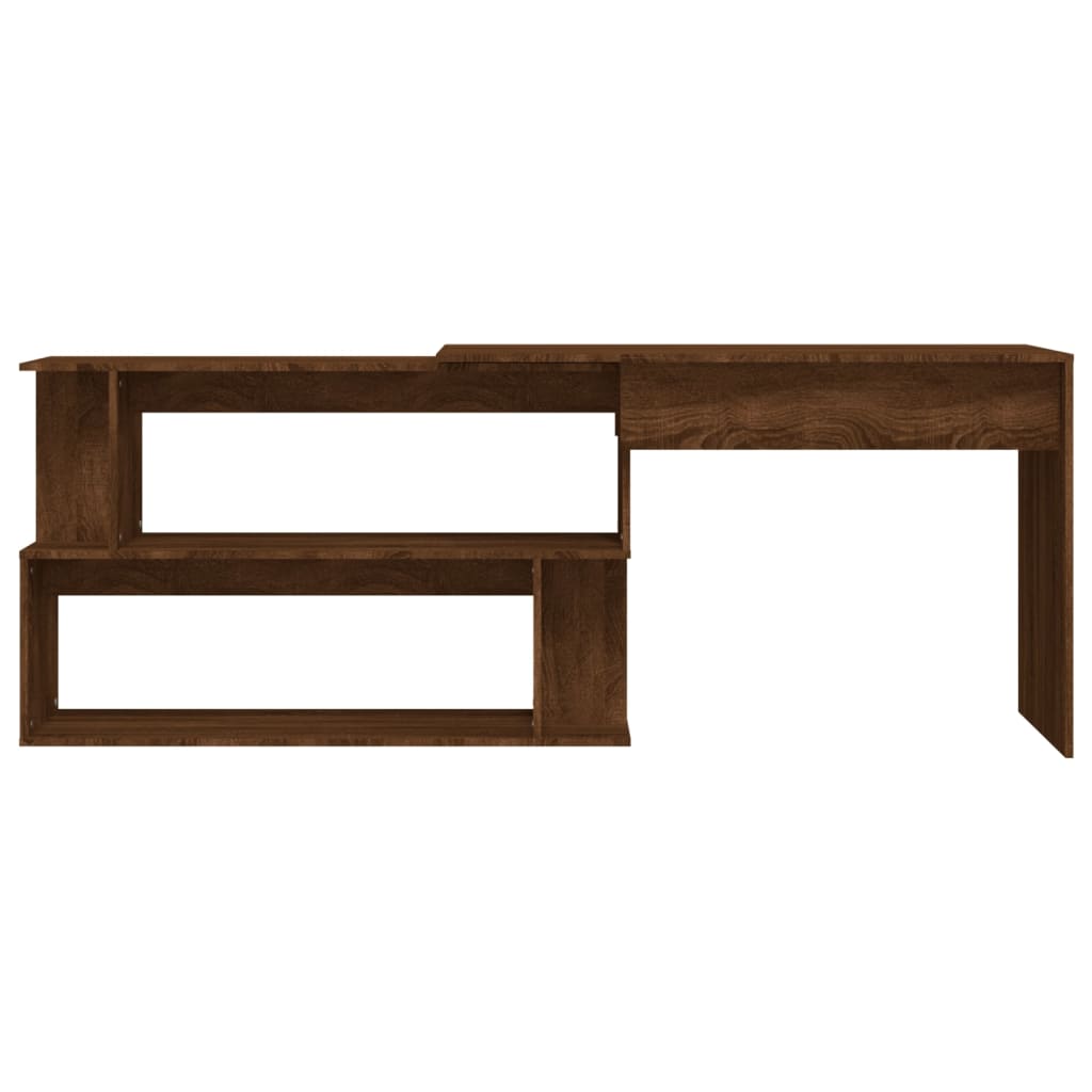 Bureau d'angle aspect chêne marron 200x50x76 cm matériau bois