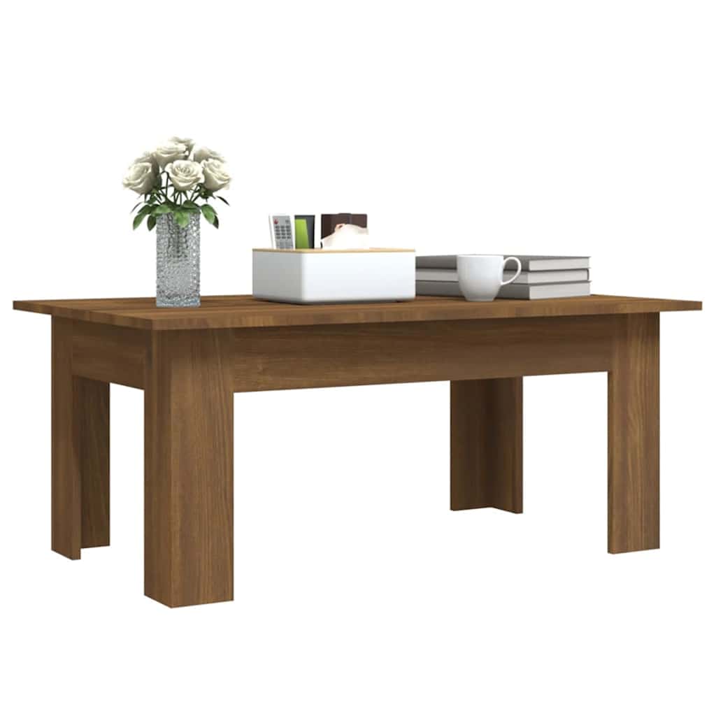 Table basse aspect chêne marron 100x60x42 cm en bois