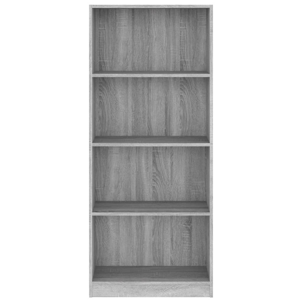 Bibliothèque 4 compartiments Sonoma gris 60x24x142 cm matériau bois