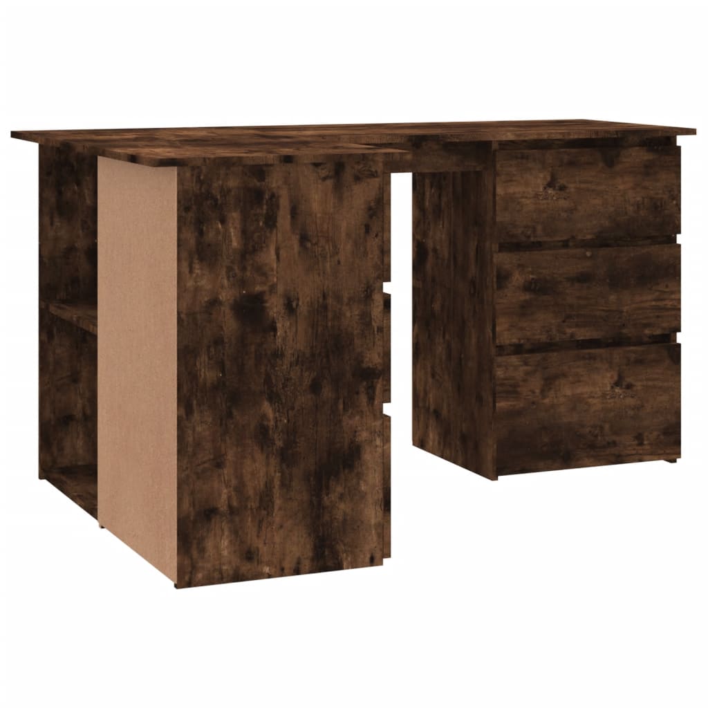 Bureau d'angle chêne fumé 145x100x76 cm matière bois