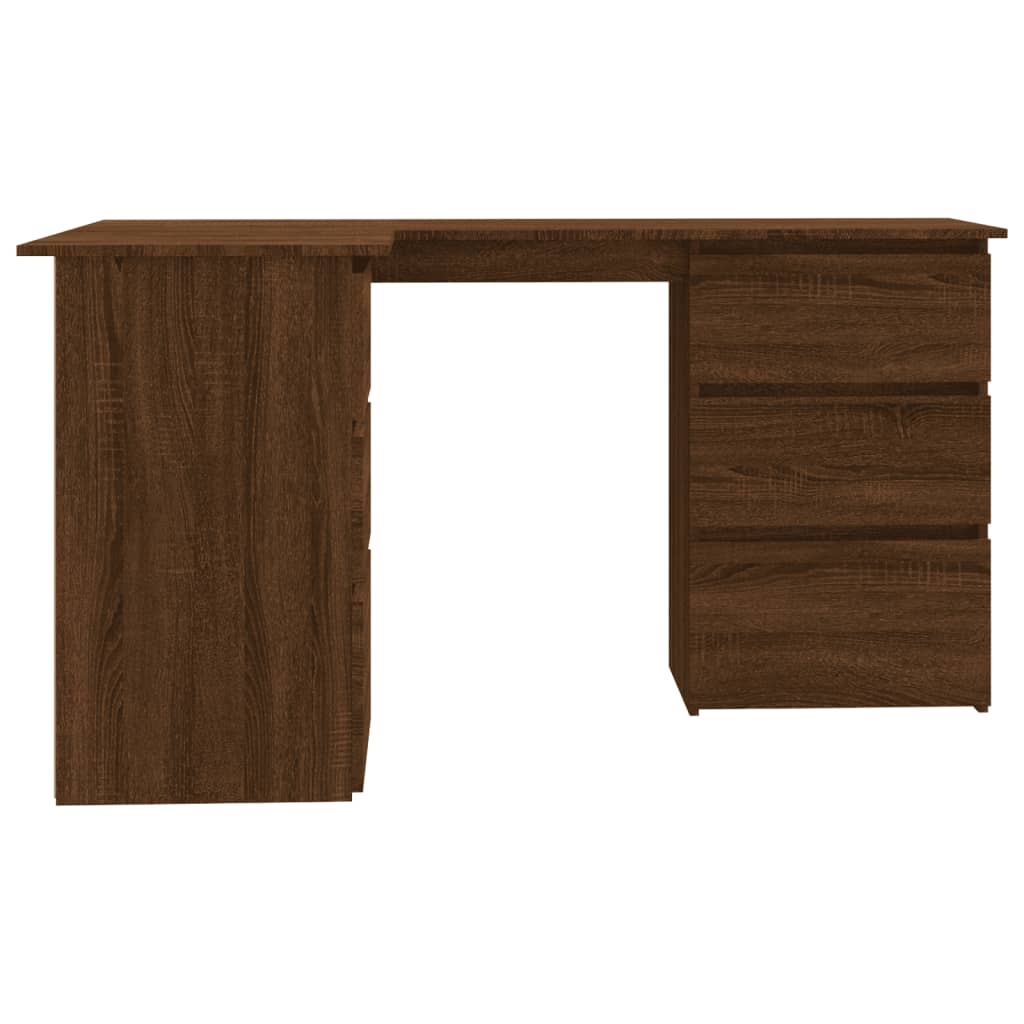 Bureau d'angle aspect chêne marron 145x100x76 cm matériau bois