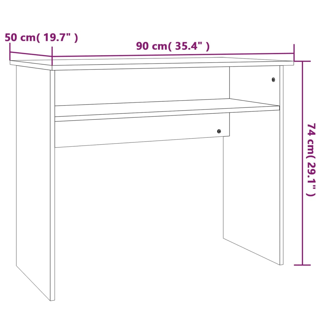 Bureau chêne fumé 90x50x74 cm matière bois