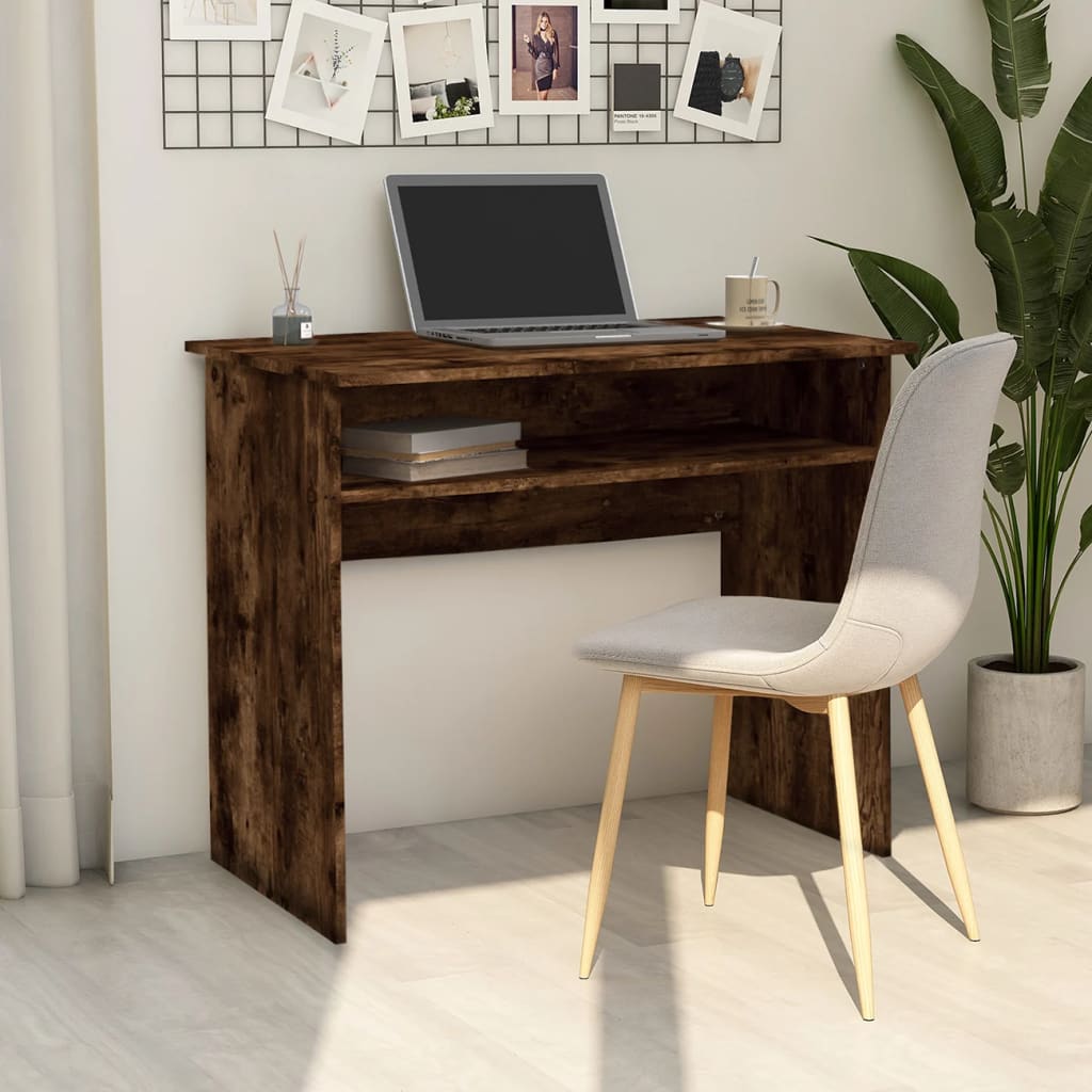 Bureau chêne fumé 90x50x74 cm matière bois