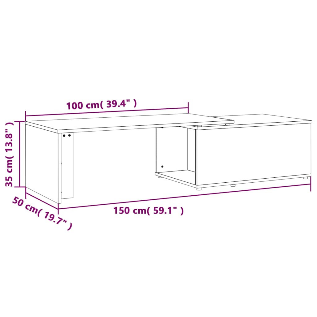 Couchtisch Räuchereiche 150x50x35 cm Holzwerkstoff