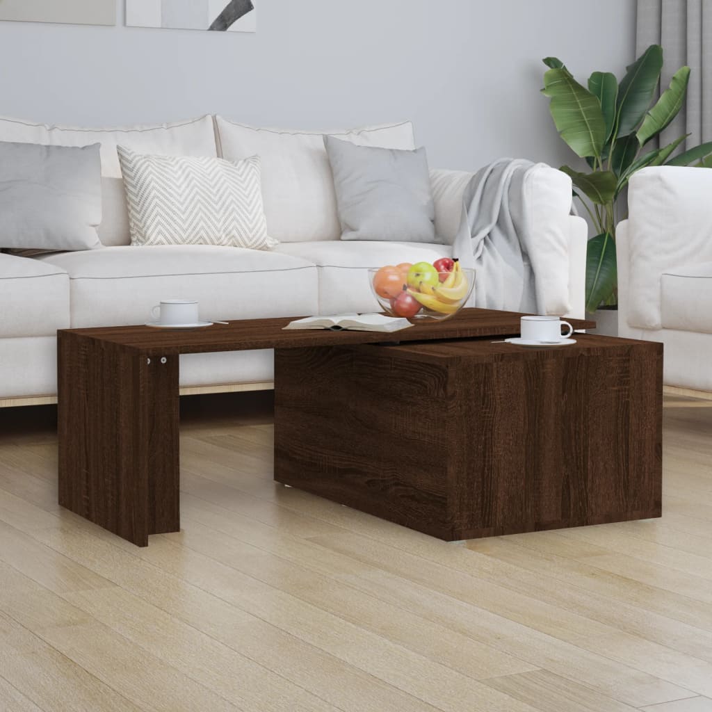 Table basse aspect chêne marron 150x50x35 cm en bois