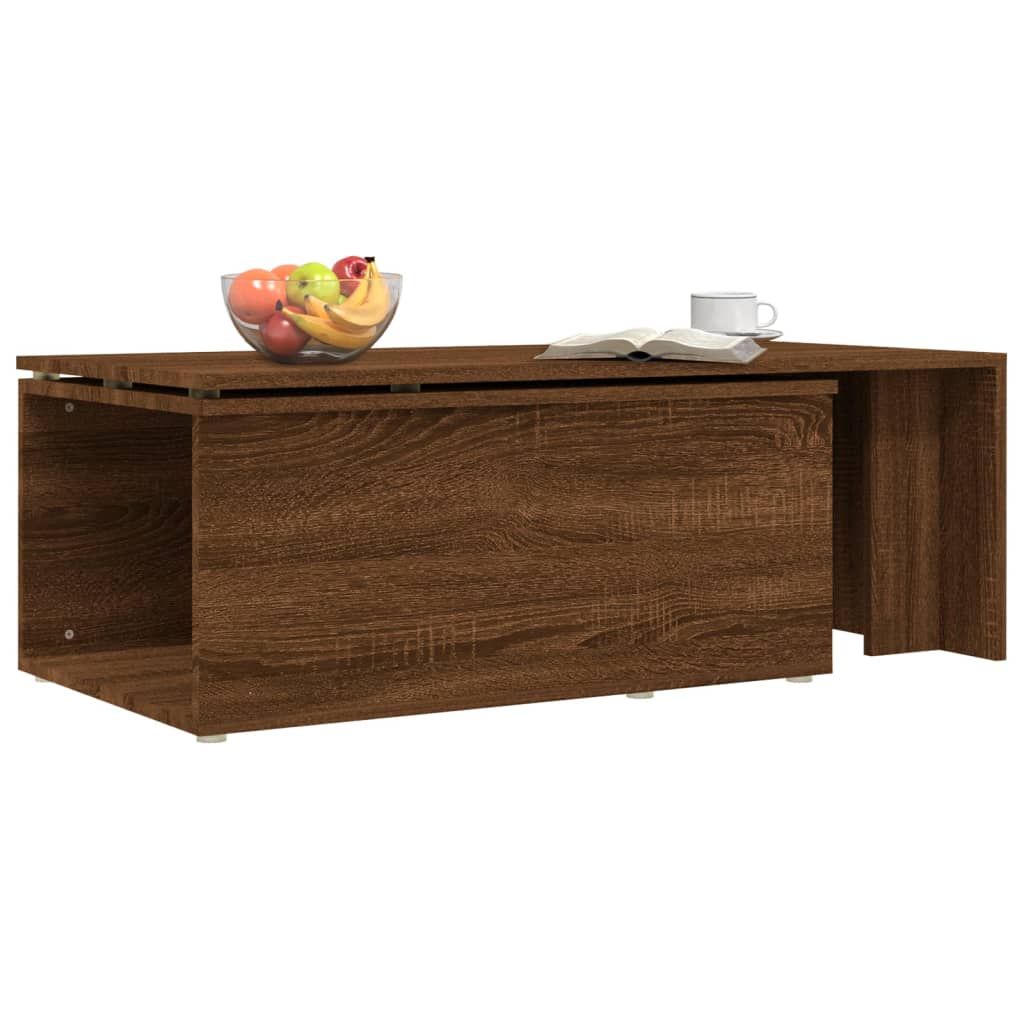 Table basse aspect chêne marron 150x50x35 cm en bois