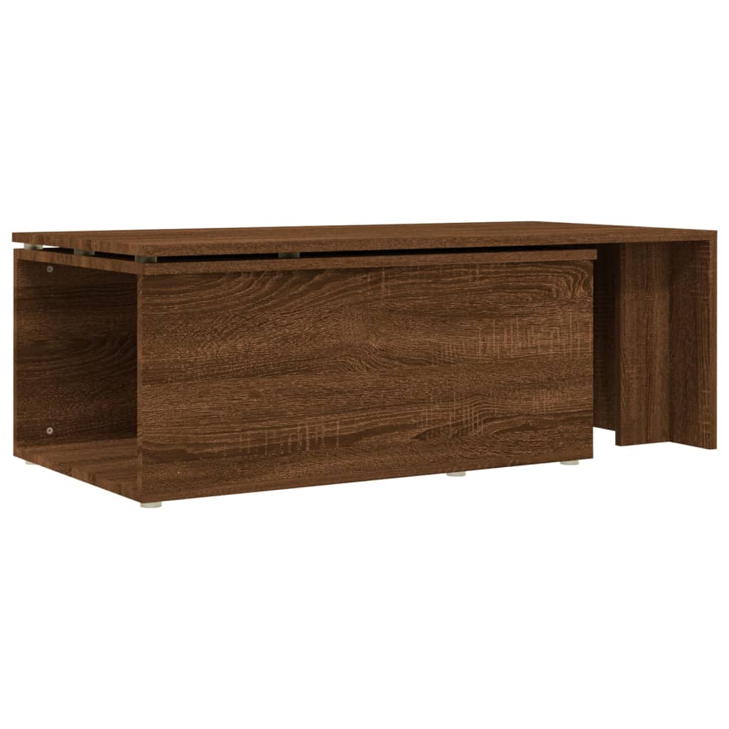 Table basse aspect chêne marron 150x50x35 cm en bois