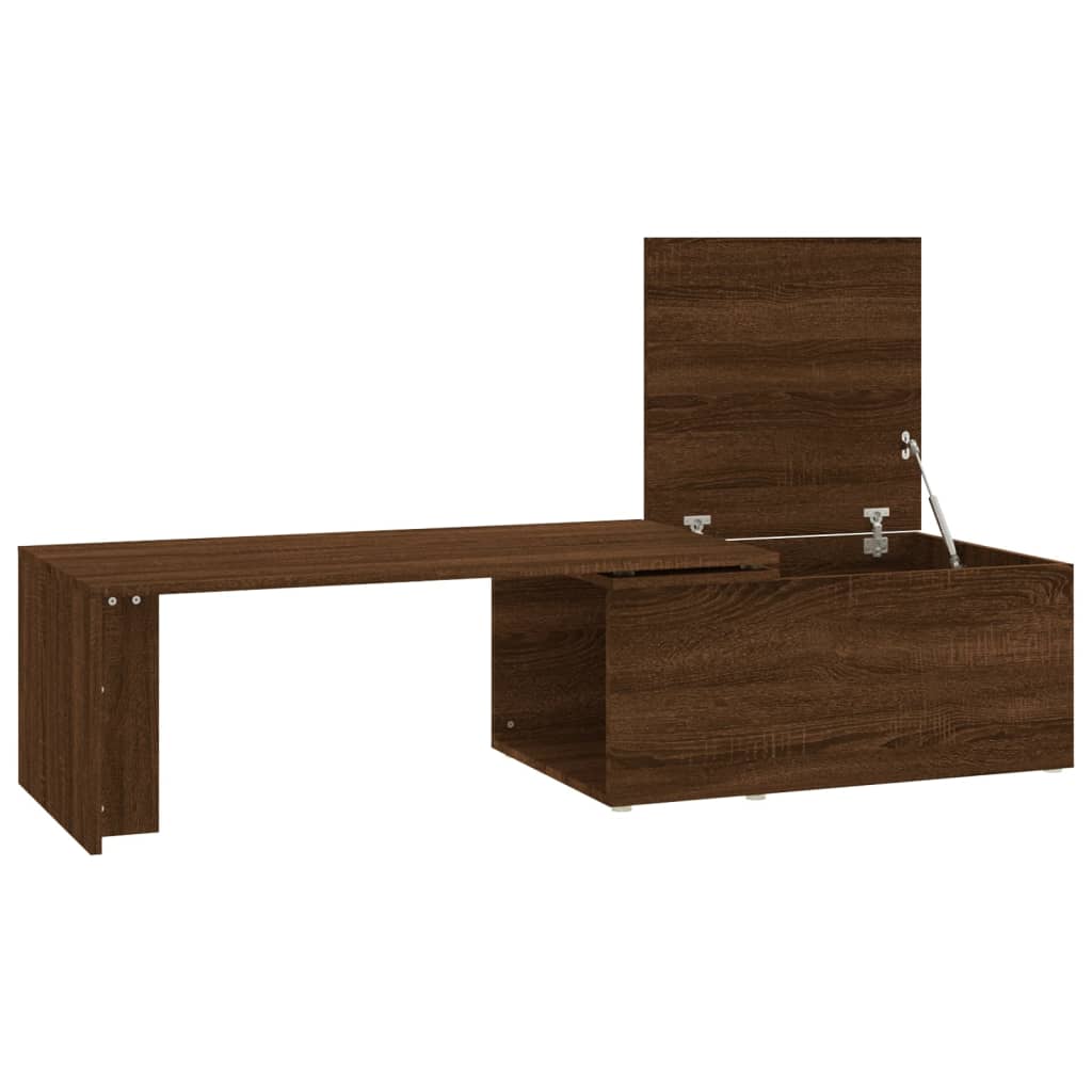 Table basse aspect chêne marron 150x50x35 cm en bois