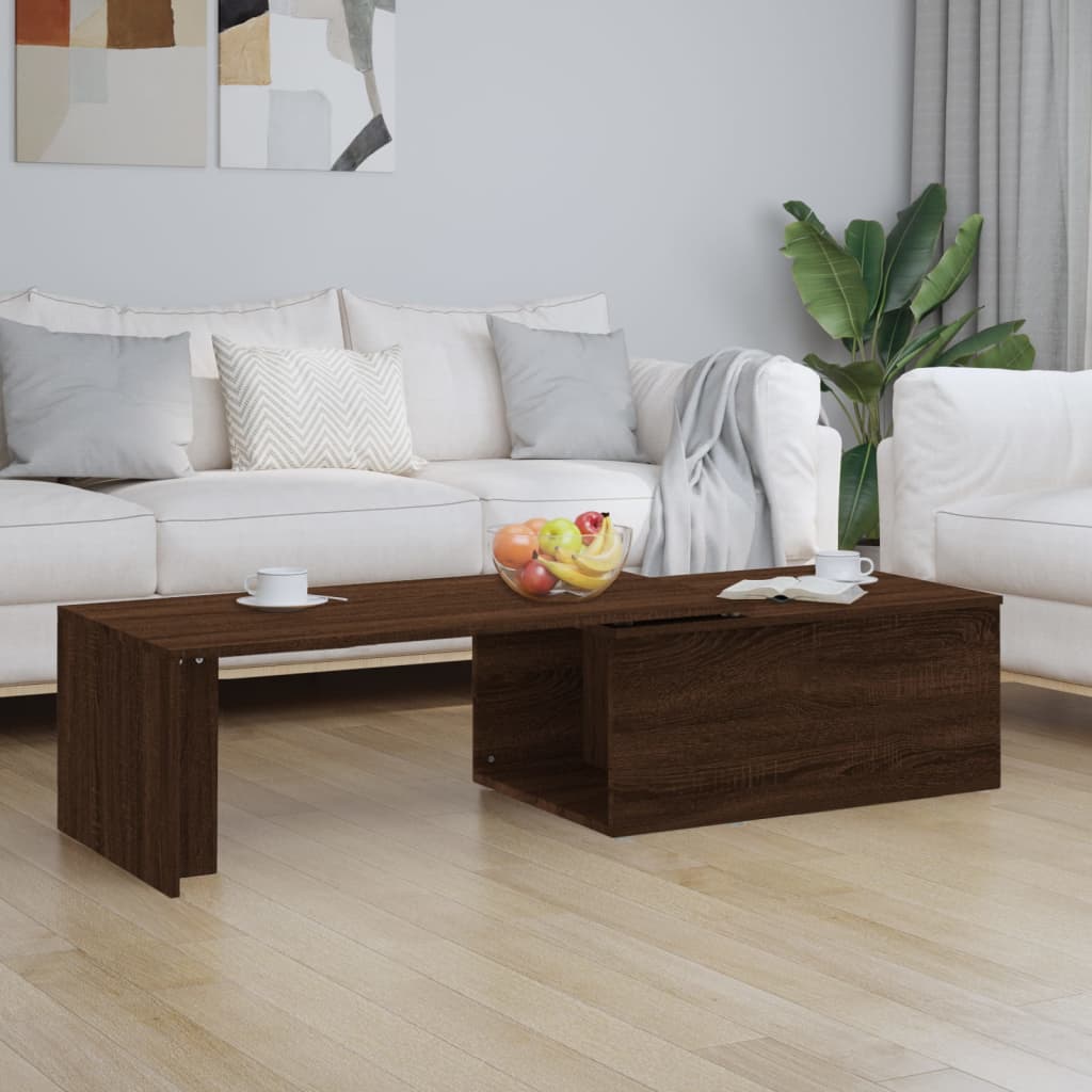 Table basse aspect chêne marron 150x50x35 cm en bois