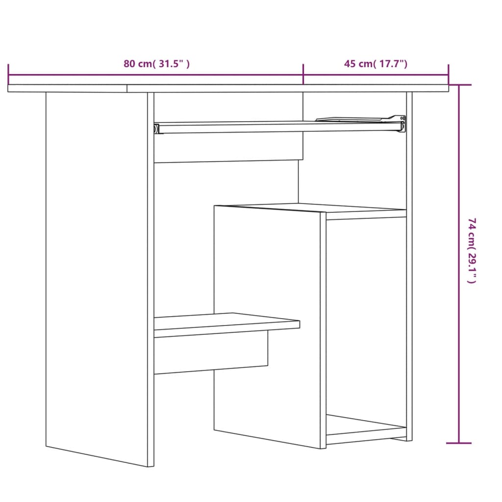 Bureau chêne fumé 80x45x74 cm matière bois