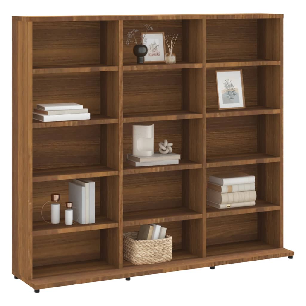 Étagère à CD aspect chêne brun 100x23x89,5 cm matériau bois