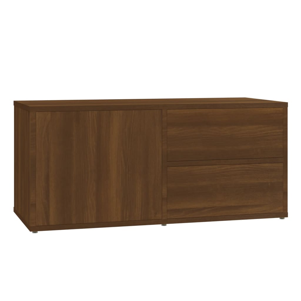 Meuble TV aspect chêne marron 80x34x36 cm matériau bois