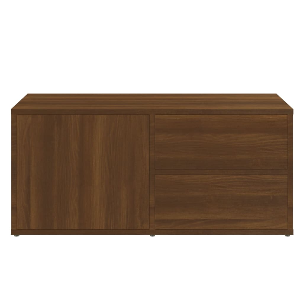 Meuble TV aspect chêne marron 80x34x36 cm matériau bois