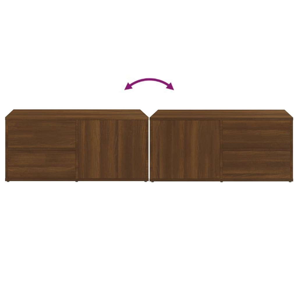 Meuble TV aspect chêne marron 80x34x36 cm matériau bois