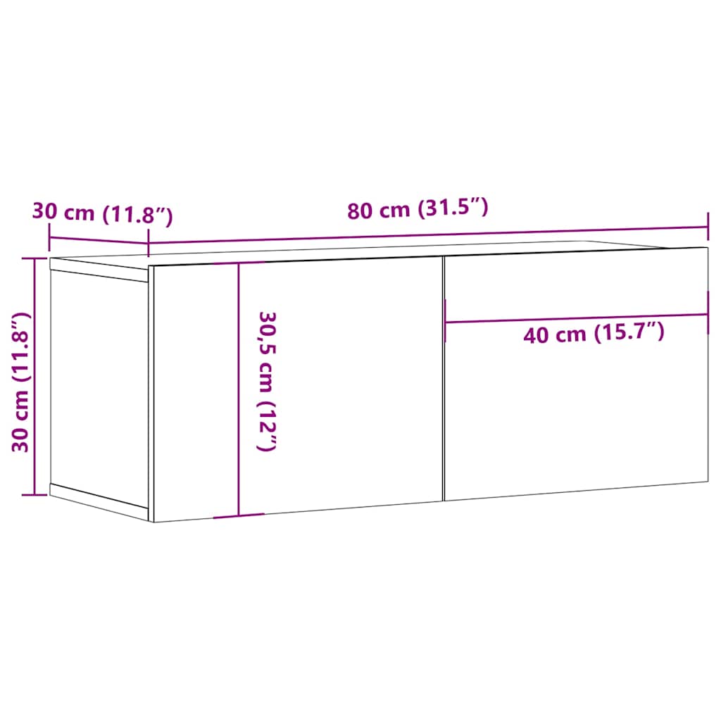TV-Schrank Grau Sonoma 80x30x30 cm Holzwerkstoff