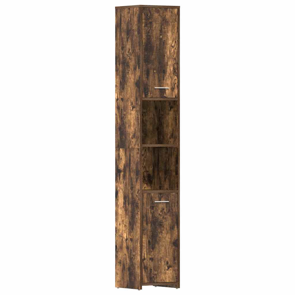 Badezimmerschrank Räuchereiche 30x30x183,5 cm Holzwerkstoff