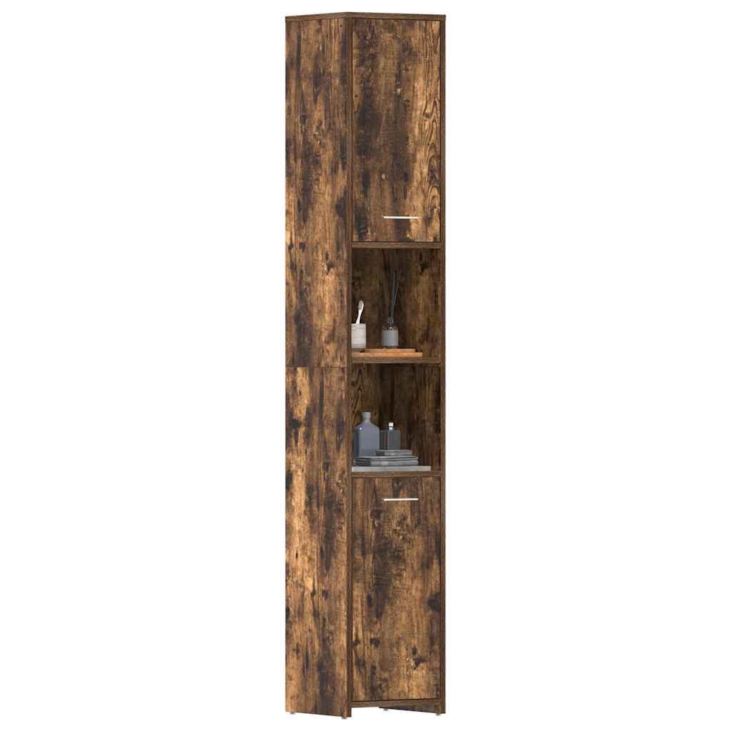 Badezimmerschrank Räuchereiche 30x30x183,5 cm Holzwerkstoff