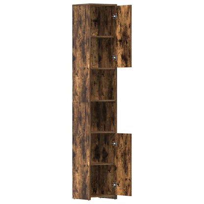 Badezimmerschrank Räuchereiche 30x30x183,5 cm Holzwerkstoff