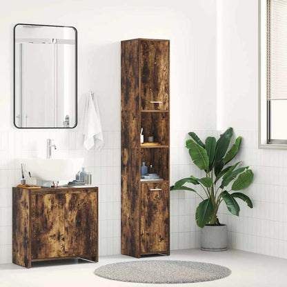 Badezimmerschrank Räuchereiche 30x30x183,5 cm Holzwerkstoff