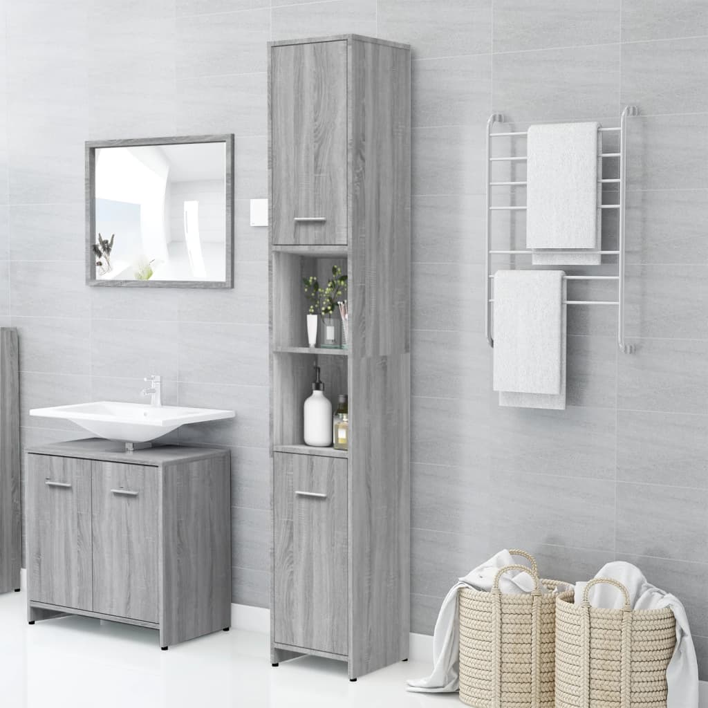 Meuble de salle de bain gris Sonoma 30x30x183,5 cm en bois