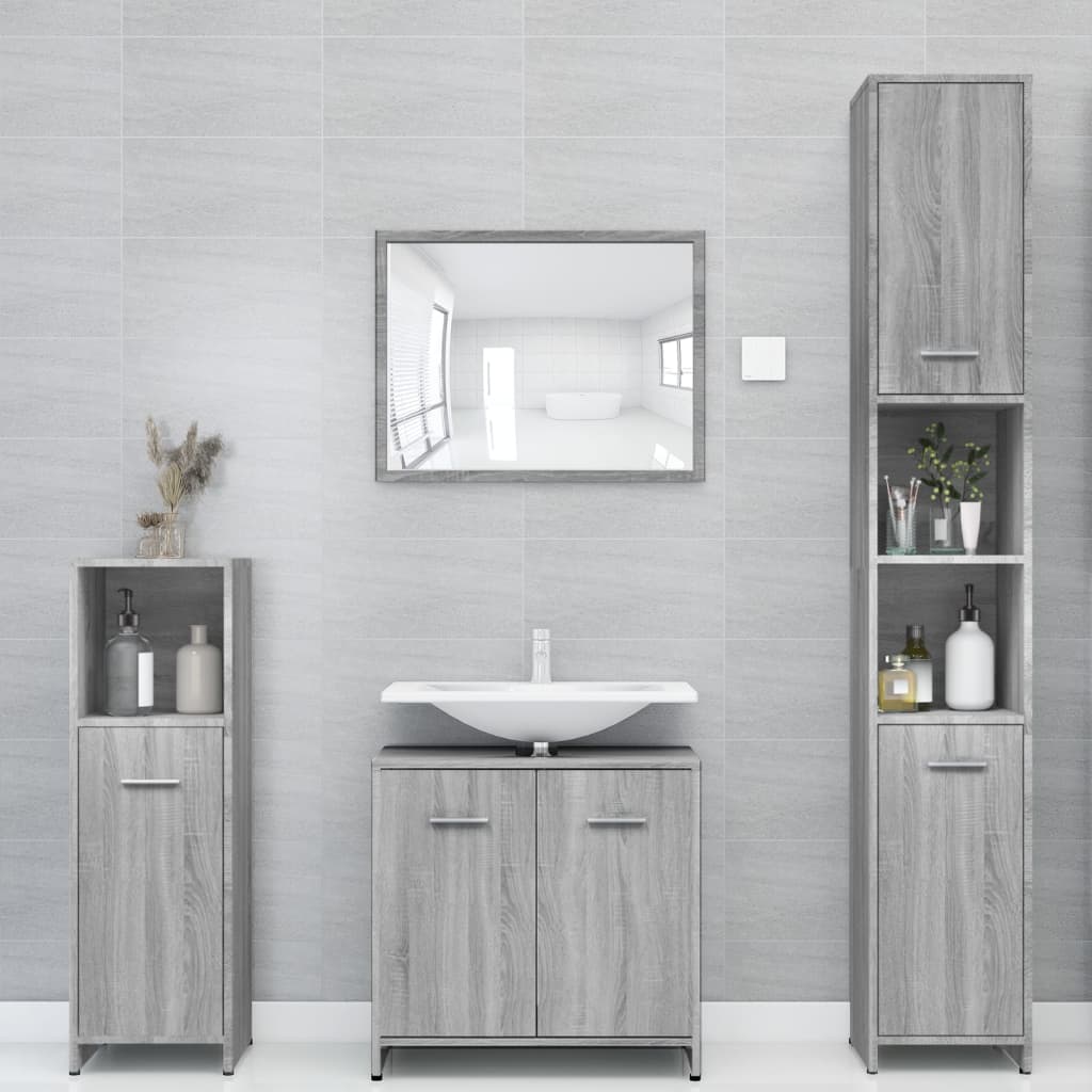 Meuble de salle de bain gris Sonoma 30x30x183,5 cm en bois