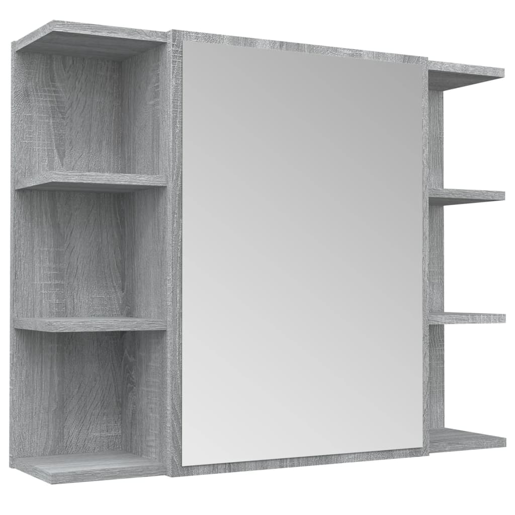 Armoire de toilette avec miroir gris Sonoma 80x20,5x64 cm en bois