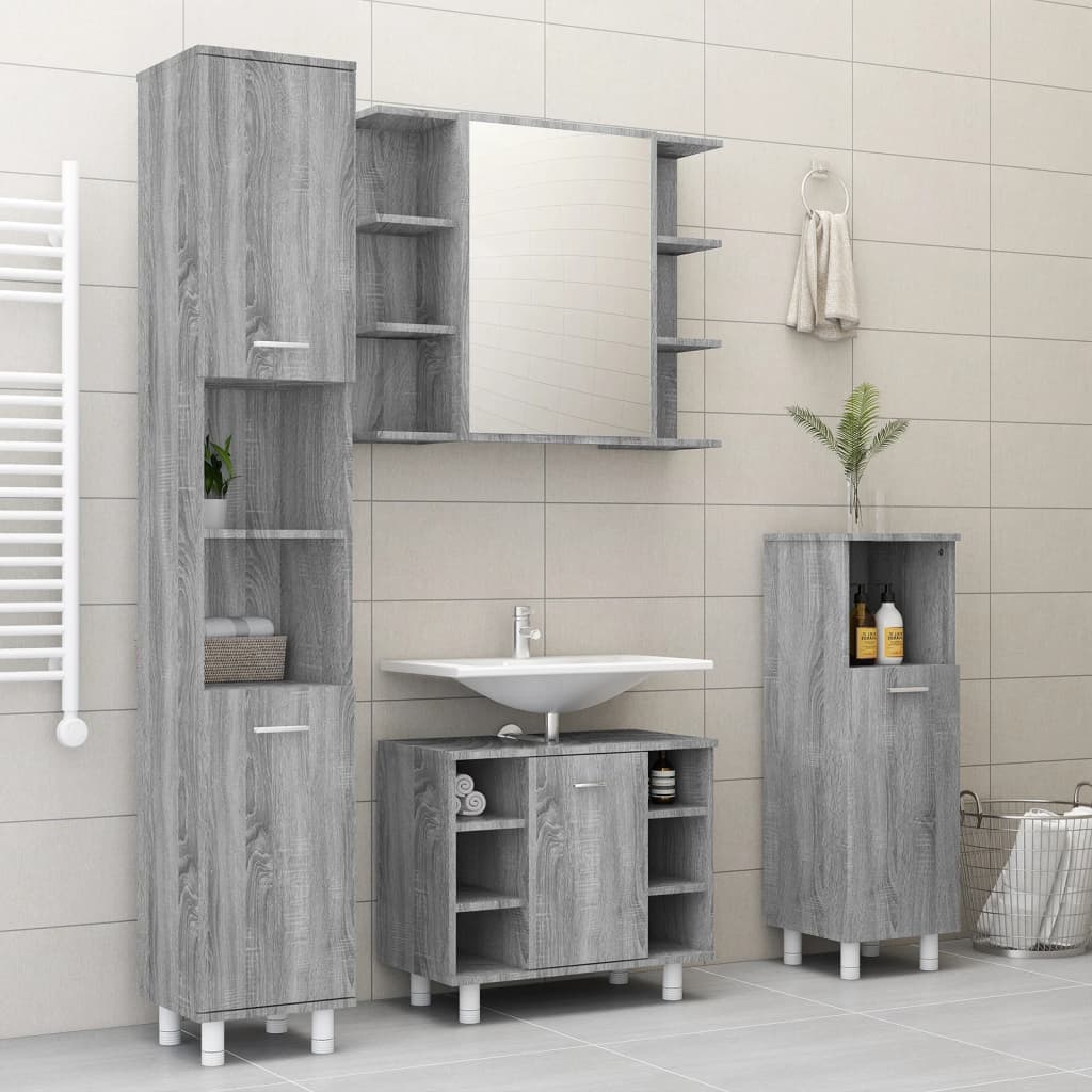 Armoire de toilette avec miroir gris Sonoma 80x20,5x64 cm en bois