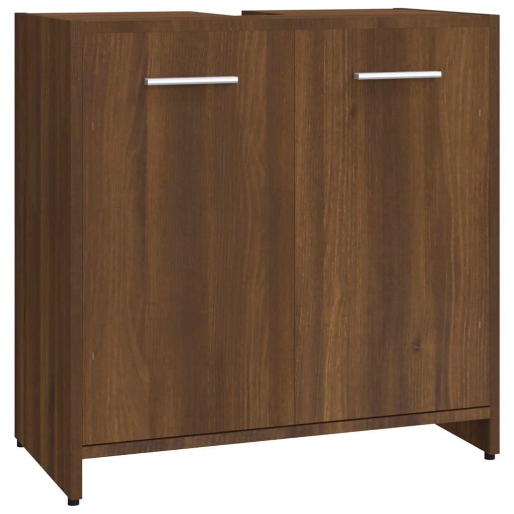 Meuble de salle de bain aspect chêne marron 60x33x60 cm matériau bois