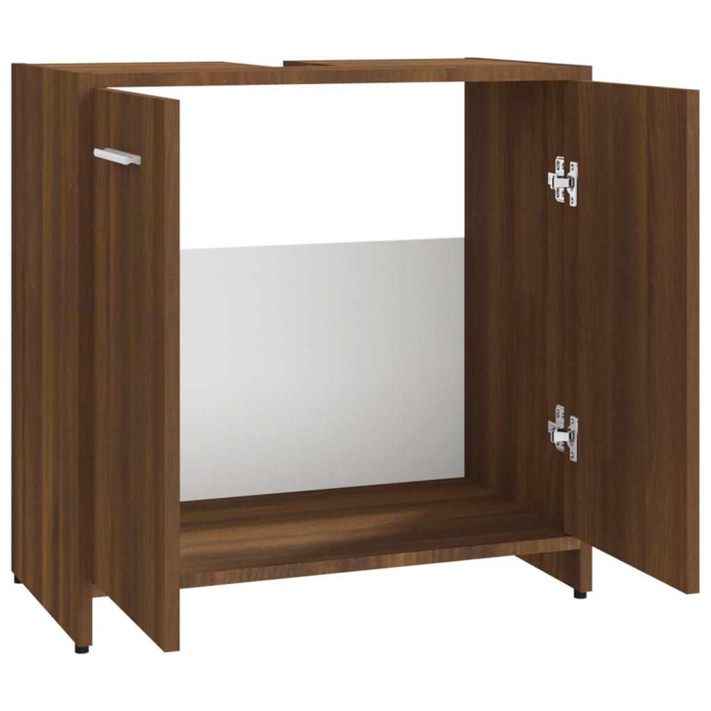 Meuble de salle de bain aspect chêne marron 60x33x60 cm matériau bois