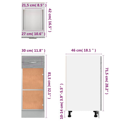 Unterschrank mit Schublade Lyon Grau Sonoma 30x46x81,5 cm