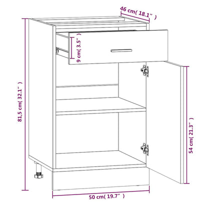 Unterschrank mit Schublade Lyon Räuchereiche 50x46x81,5 cm