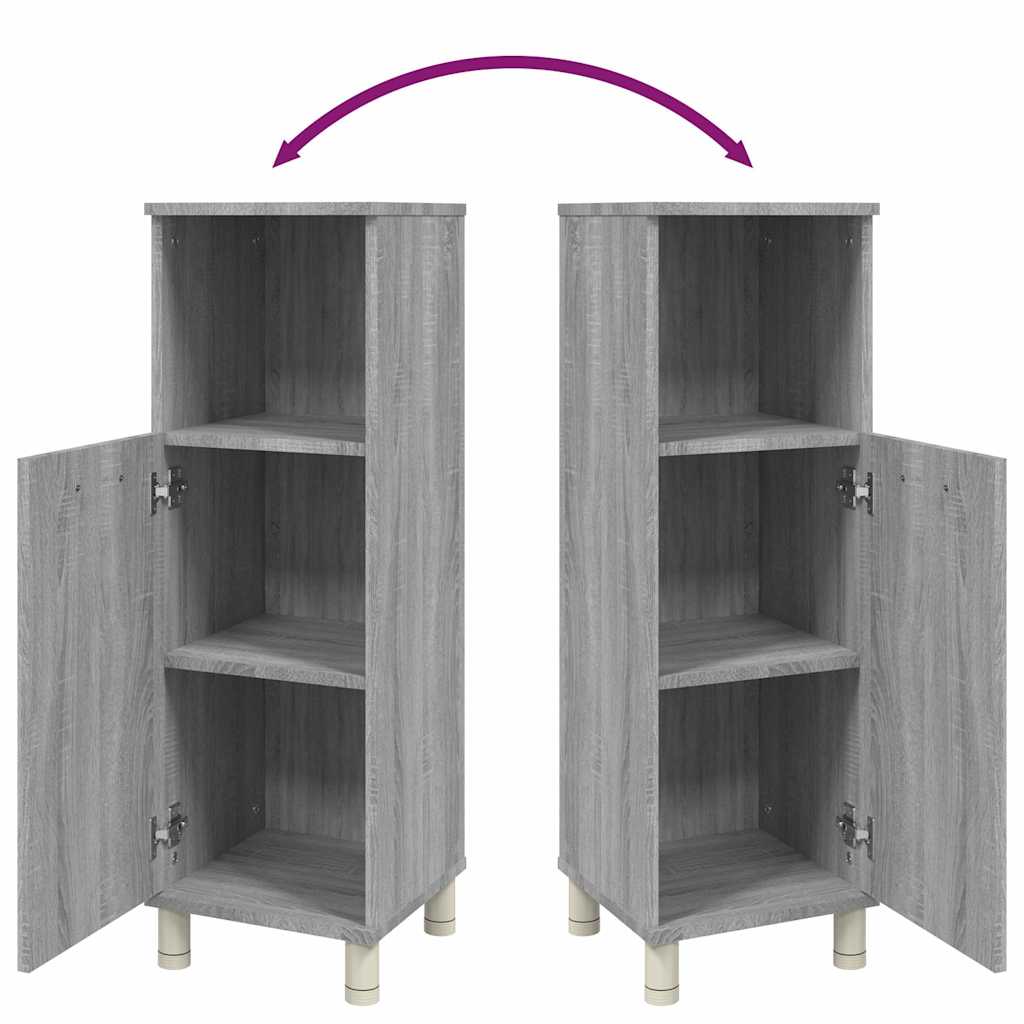 Badschrank Grau Sonoma 30x30x95 cm Holzwerkstoff