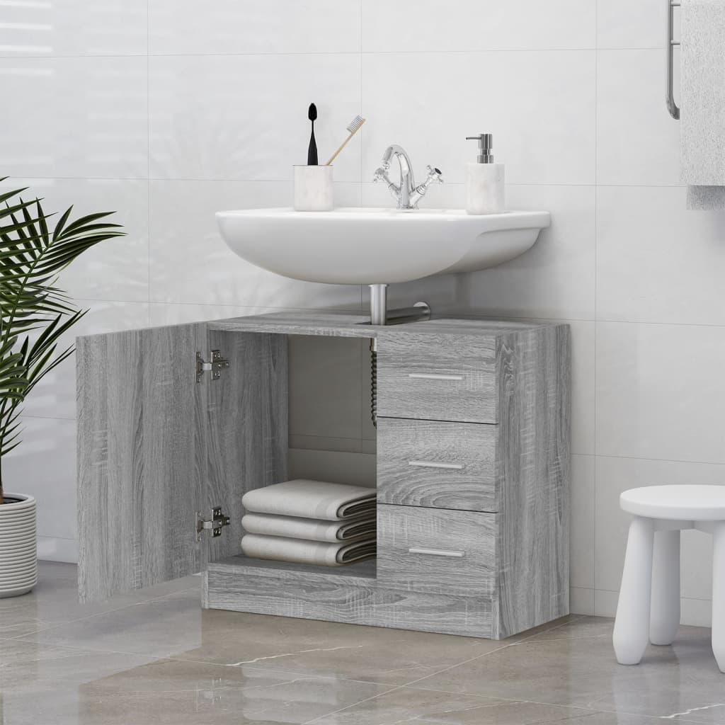 Meuble vasque gris Sonoma 63x30x54 cm en bois