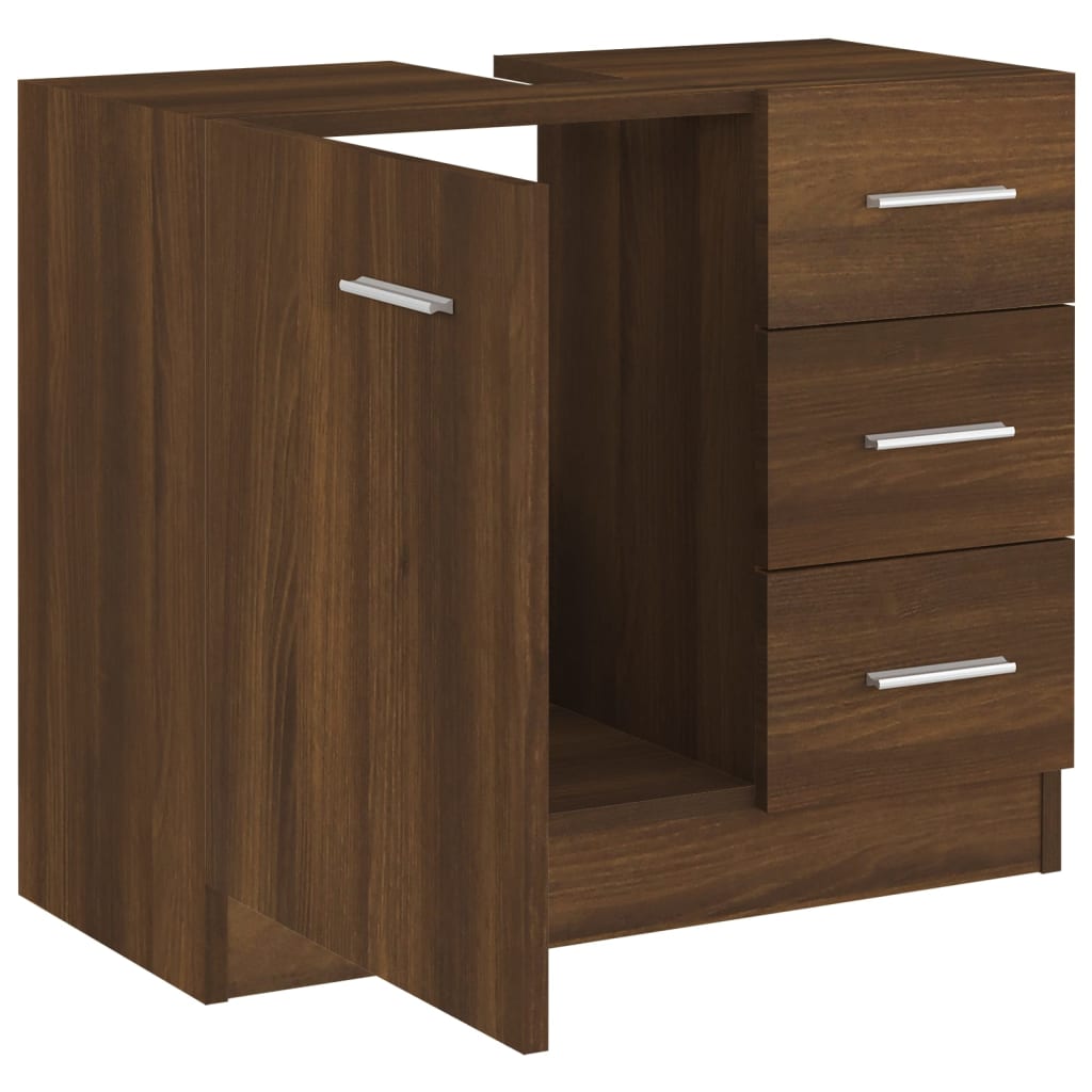 Meuble vasque aspect chêne marron 63x30x54 cm en bois