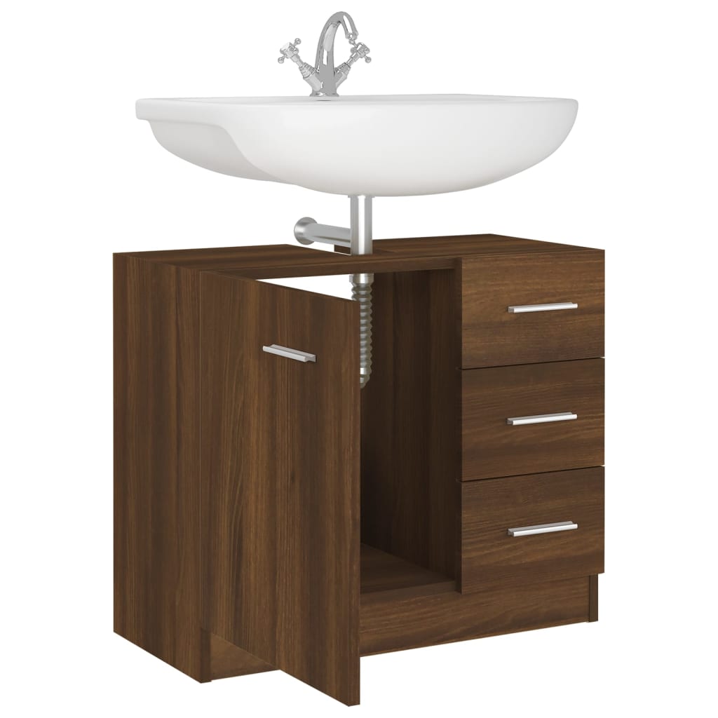 Meuble vasque aspect chêne marron 63x30x54 cm en bois