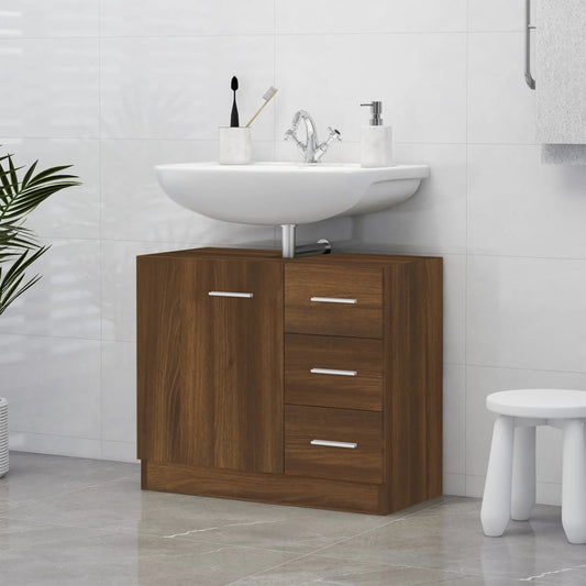 Meuble vasque aspect chêne marron 63x30x54 cm en bois