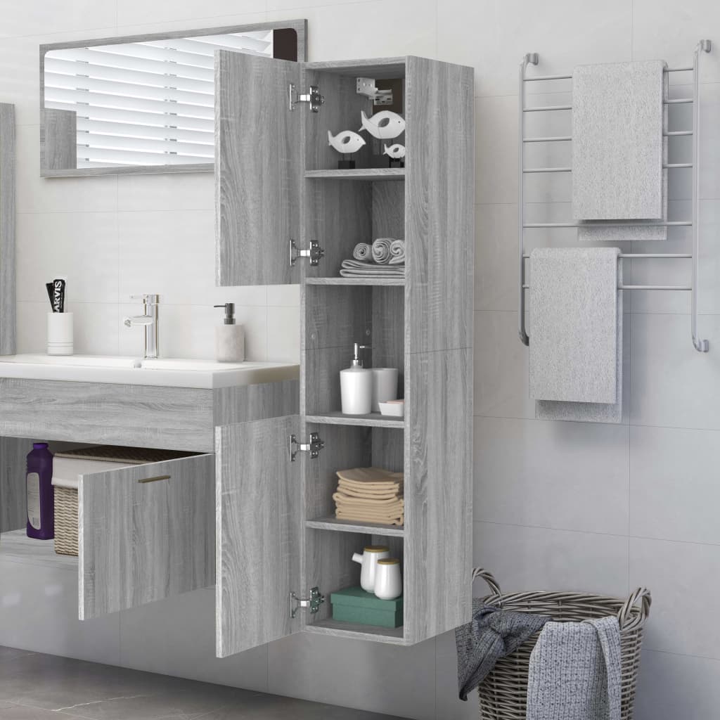 Meuble de salle de bain gris Sonoma 30x30x130 cm en bois